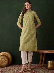 Sangria Women Chikankari Embroidered Straight Kurtas