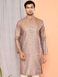 MAAHI FABS Men Striped Thread Work Khadi Handloom Kurta