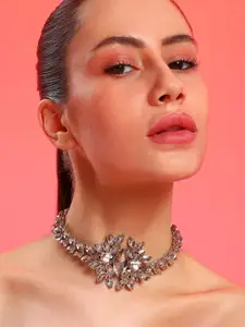 SOHI Gold-Plated Stones Studded Necklace