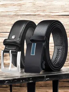 The Roadster Lifestyle Co. Set Of 2 Men Textured Formal Belts