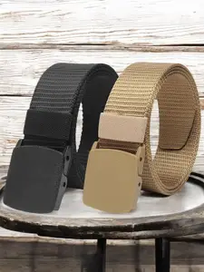 The Roadster Lifestyle Co. Men Pack Of 2 Casual Textured Belts