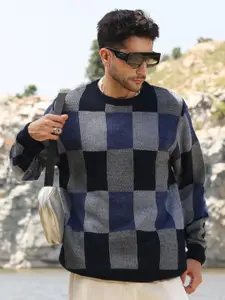 Campus Sutra Men Checked Woollen Pullover