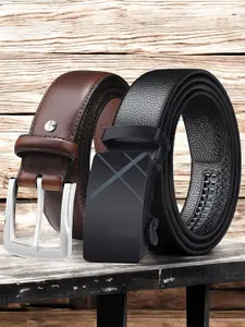 The Roadster Lifestyle Co. Set Of 2 Men Textured Formal Belts