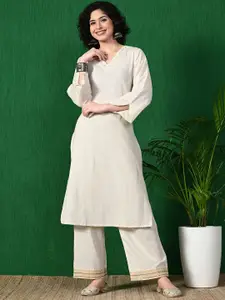 Sangria Embroidered Pure Cotton A-Line Kurta