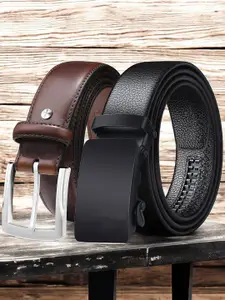 The Roadster Lifestyle Co. Set Of 2 Men Textured Formal Belts