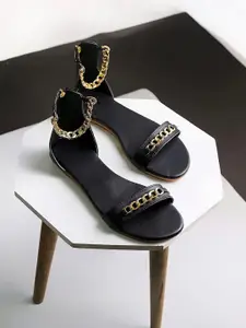 BAESD Women Embellished Open Toe Flats