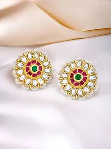 Peora Gold-Plated Kundan Studded & Beaded Studs