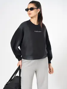 Ajile by Pantaloons Women Typography Printed Round Neck Cotton Pullover Sweatshirt