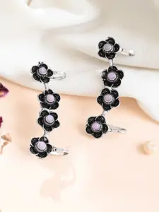 Silvermerc Designs Silver Plated Artificial Stones Studded Classic Ear Cuffs