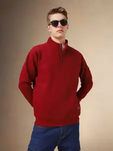 Dennis Lingo Men Solid High Neck Pullover Sweatshirt