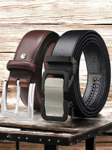 The Roadster Lifestyle Co. Pack Of 2 Men Tang & Slider Buckle Closure Formal Belts
