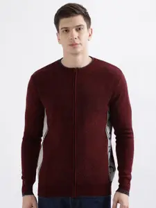 Iconic Men Woollen Round Neck Zip Cardigan