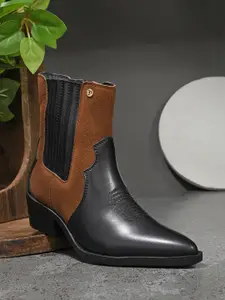 El Paso Women Pointed-Toe Block-Heeled Casual Chelsea Boots