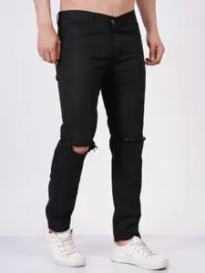LINARIA Men Classic Slim Fit Mid-Rise Slash Knee Jeans