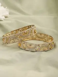 The Pari Set Of 2 Rhodium-Plated American Diamond Studded Bangles
