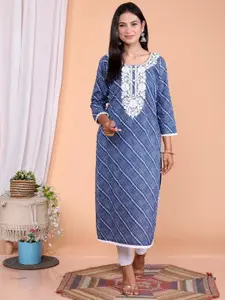 KALINI Women Geometric Embroidered Chikankari Floral Kurta