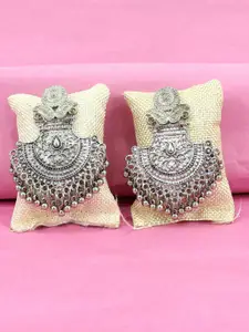 VAGHBHATT Silver-Plated Oxidised Classic Drop Earrings