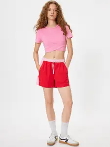 Koton Women Colourblocked Mid-Rise Shorts