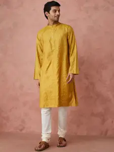 Fabindia Men Striped Thread Work Kurta