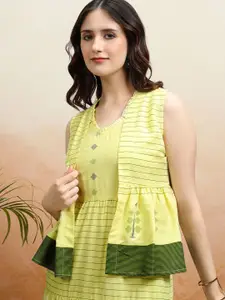 Vishudh Geometric Printed Fit and Flare Midi Dress