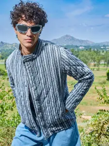 Campus Sutra Men Striped Lightweight Open Front Jacket