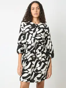 Vero Moda Women Printed Bishop Sleeve Fit & Flare Dress