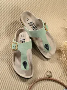 AfroJack Women Buckle Detail T-Strap Flats