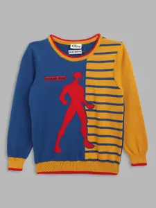 Blue Giraffe Boys Colourblocked Printed Pullover Sweater
