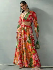 Shae by SASSAFRAS Printed Beads and Stones Ready to Wear Lehenga &