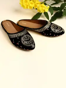 Anouk Women Embellished Round Toe Mules Flats