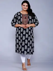 HIGHLIGHT FASHION EXPORT Women Paisley Embroidered Mirror Work Floral Kurta