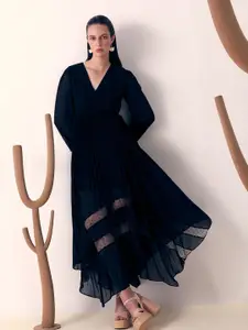 Vero Moda V-Neck Puff Sleeve Fit & Flare Maxi Dress