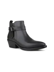 Inc 5 Women Solid Block Heeled Pointed Toe Ankle Boots
