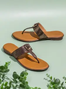 Inc 5 Women Solid Party T-Strap Flats with Buckles