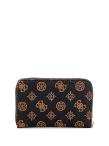 GUESS Women Geometric Printed PU Zip Around Wallet