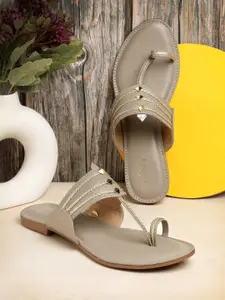 NATSHUZ Embellished One Toe Flats