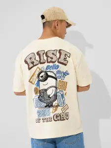 The Souled Store Men Minions Graphic Printed Round Neck Cotton Oversized T-shirt