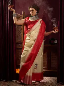 Saree mall Ethnic Motifs Printed Durga Puja Saree