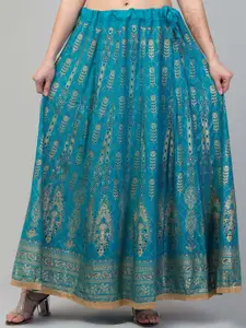 Trend Level Ethnic Motifs Printed Flared Maxi Skirts
