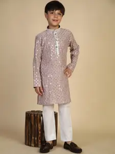 Pro-Ethic STYLE DEVELOPER Boys Embroidered Regular Sequinned Kurta with Pyjamas