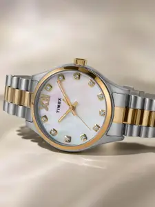 Timex Women Brass Mother of Pearl Dial Straps Analogue Watch TW2W85500UJ