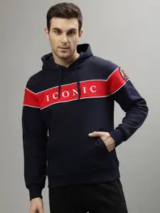Iconic Men Striped Hood Cotton Pullover Sweatshirt