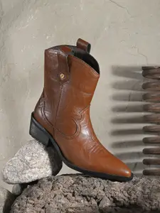 El Paso Women Synthetic Leather Block-Heeled Casual Chelsea Boots