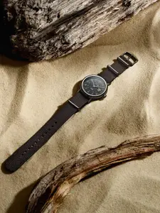 Timex Men Brass Printed Dial & Leather Straps Analogue Watch TW2W86100UJ