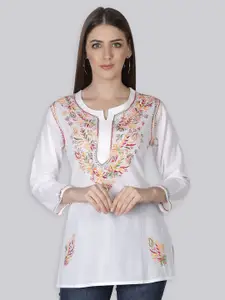 Seva Chikan Women Ethnic Motifs Embroidered Handloom Chikankari Kurti