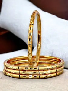 LUCKY JEWELLERY Set Of 4 Gold-Plated Bangles