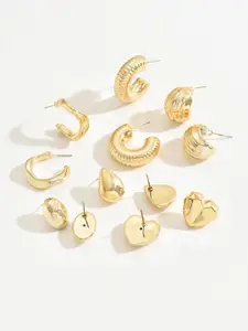 Jewels Galaxy Set Of 6 Gold Plated Contemporary Half Hoop Earrings