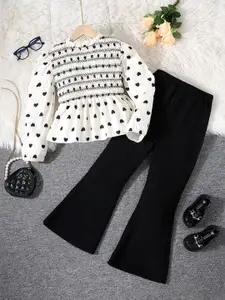 INCLUD Girls Printed Smocked Detail Top With Trousers