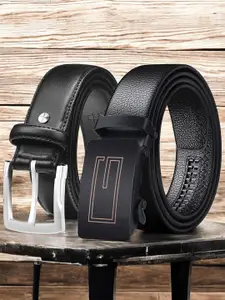 The Roadster Lifestyle Co. Pack Of 2 Men Textured Formal Belts