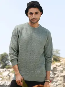 Campus Sutra Men Cable Knit Cotton Pullover